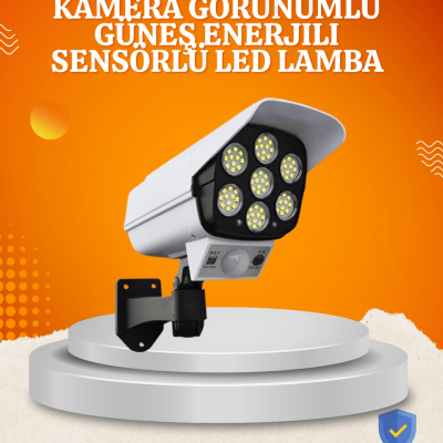 Solar Şarjlı Hareket Sensörlü LED Dış Mekan Lambası Kamera Tasarımlı Güvenlik Işığı