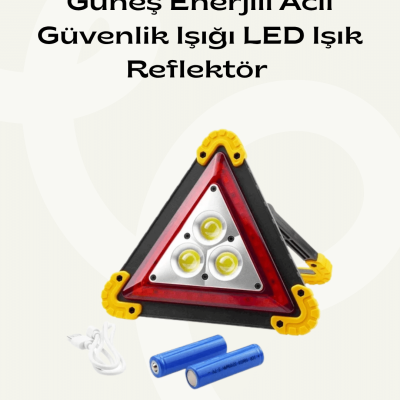 Solar Şarjlı Üçgen LED Park ve İkaz Lambası