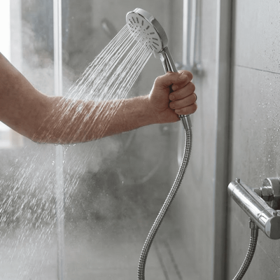 Spiral Hortumlu 4 Kademeli Krem El Duşu Başlığı Banyo Duş Seti