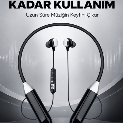 Spor İçin Bluetooth Boyun Kulaklığı Mikrofonlu Kablosuz Kulak İçi Müzik ve Telefon Kulaklığı
