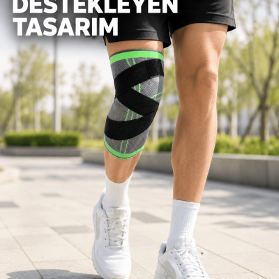 Sporcu Dizliği Çapraz Bant Destekli Nefes Alabilen Esnek Örme Dizlik