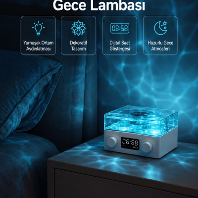 Stereo Sesli Gece Lambalı Bluetooth Hoparlör – Şık Vintage Tasarım