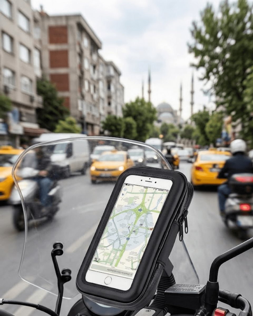 Su Geçirmez Motosiklet Telefon Tutucu Evrensel Gidon Montaj Navigasyon Standı