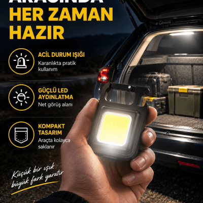 Süper Parlak 800 Lümen LED Fener – USB Şarjlı, 3 Işık Modlu, Mini Taşınabilir ve Anahtarlık Tipi Yeni Nesil