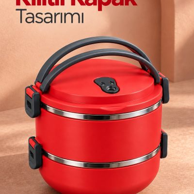 Taşıma Saplı Çelik Hazneli Yemek Kabı İkili Sefer Tası