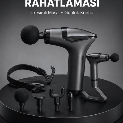 Taşınabilir 3in1 Masaj Aleti Şarjlı Titreşimli Esneme Bantlı Yeni Nesil