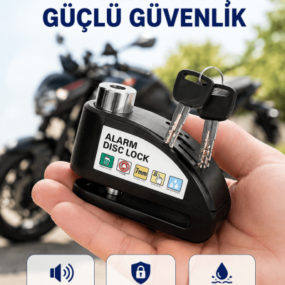Taşınabilir Alarm Disk Kilidi Motosiklet Scooter Bisiklet Güvenlik Yeni Nesil