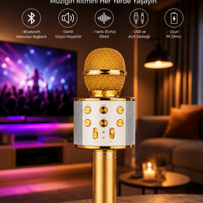 Taşınabilir Bluetooth Karaoke Mikrofon: Hafıza Kart Girişli, Etkileyici Performans