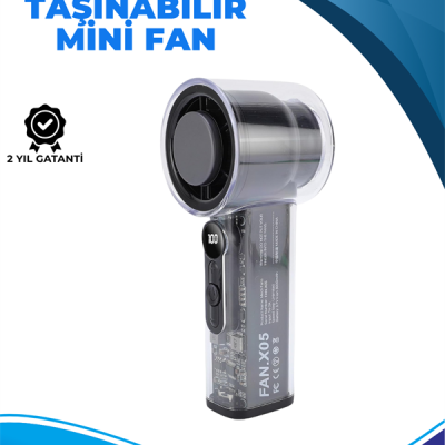 Taşınabilir El Fanı  100 Seviyeli Rüzgar Hızı Ayarı  Sessiz Çalışma - Dijital Ekranlı