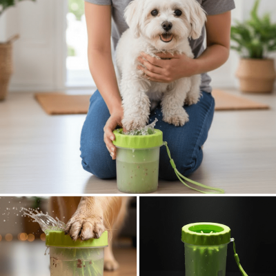 Taşınabilir Köpek Ayak Temizleme Aparatı Silikon Fırçalı