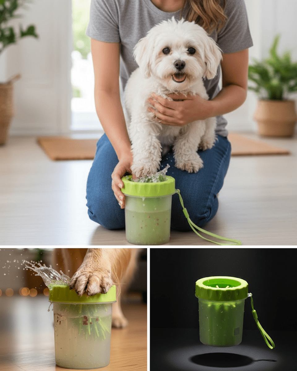 Taşınabilir Köpek Ayak Temizleme Aparatı Silikon Fırçalı
