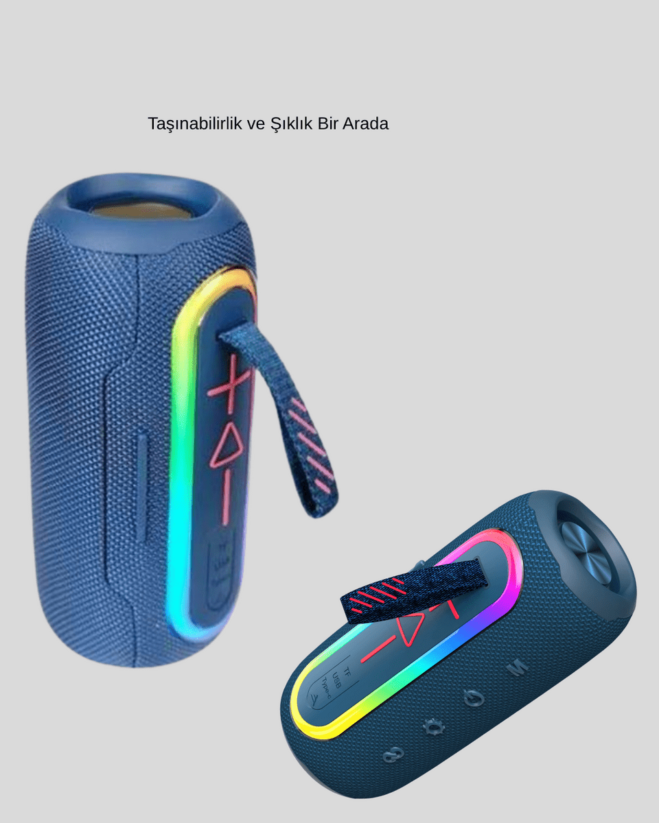 Mavi Taşınabilir Bluetooth Hoparlör Kompakt Tasarım ve Güçlü Ses