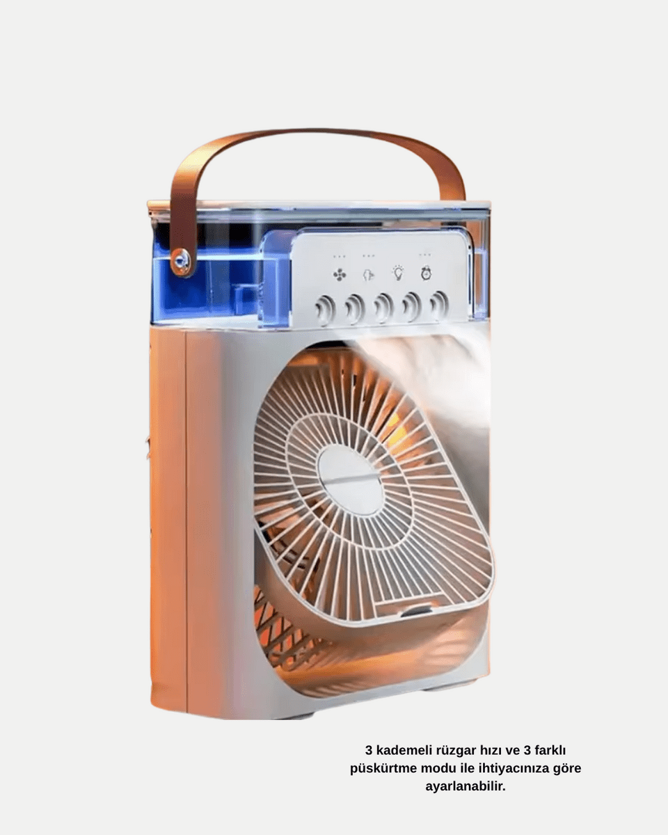 USB Bağlantılı Taşınabilir Mini Klima Fan 500ML Su Hazneli ve Sessiz Çalışma