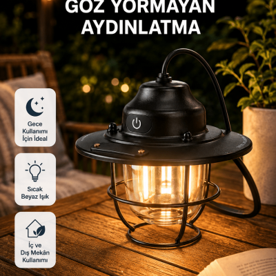 Taşınabilir Retro Çam Konisi Kamp Lambası Gece Işığı Su Geçirmez