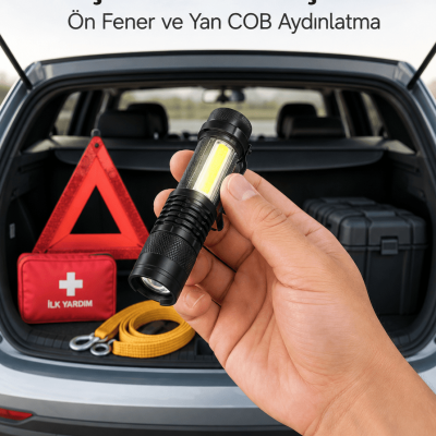 Taşınabilir Şarjlı LED Fener - 4 Modlu, 2000LM, Ayarlanabilir Odak Yeni Nesil