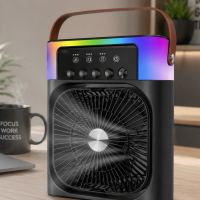 Taşınabilir Sprey Fan RGB Işıklı Mini Klima Soğutucu Nemlendirici USB Şarjlı