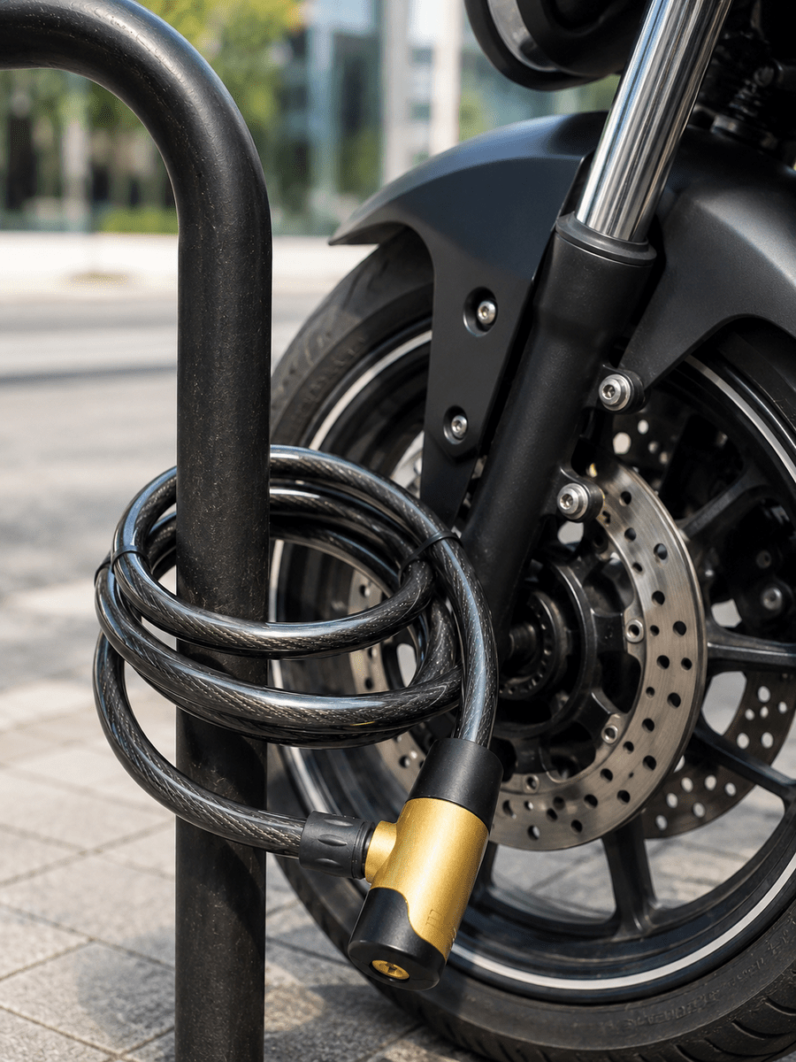 Motosiklet, Bisiklet ve Elektrikli Scooter İçin Ağır Hizmet Tipi Çelik Halat Kilidi