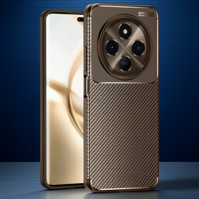 Tecno Spark 30 Kılıf Auto Focus Karbon Kapak - Kahverengi