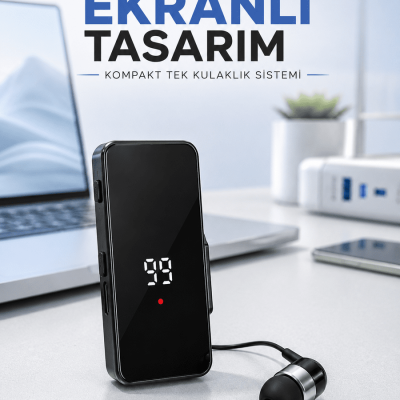 Tek Kulaklıklı Bluetooth Kulaklık Klipsli Mini Taşınabilir Müzik ve Görüşme Cihazı