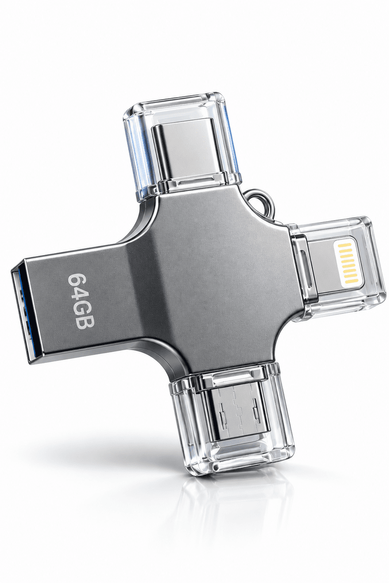 Fotoğraf Video Belge ve Dosyalarınızı Kolayca Aktarmanızı Sağlayan 64GB 4 Girişli Flash Bellek