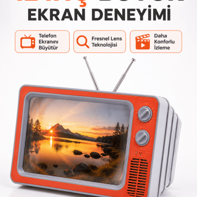 Telefon Ekran Büyütücü 3D HD Lens Retro TV Görünümlü Katlanabilir Mobil Ekran
