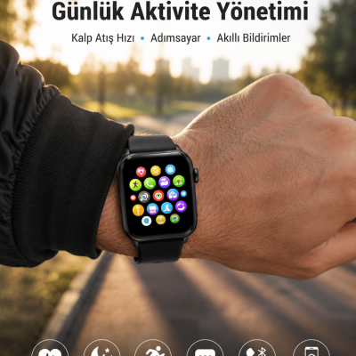Telefon Görüşmesi Destekli, Nabız Ölçümü ve Uyku Analizi Özelliklerine Sahip Akıllı Saat