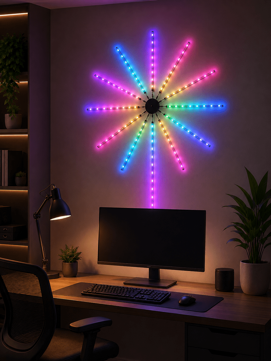 RGB LED Dekoratif Duvar Lambası İç Mekân Telefon Kontrollü Ortam Aydınlatması
