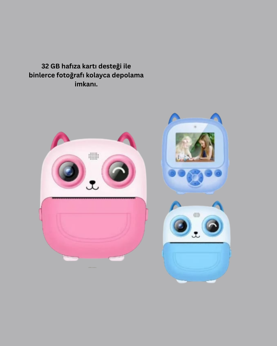 Çocuklar İçin Eğlenceli Dijital Kamera 1300mAh Şarjlı