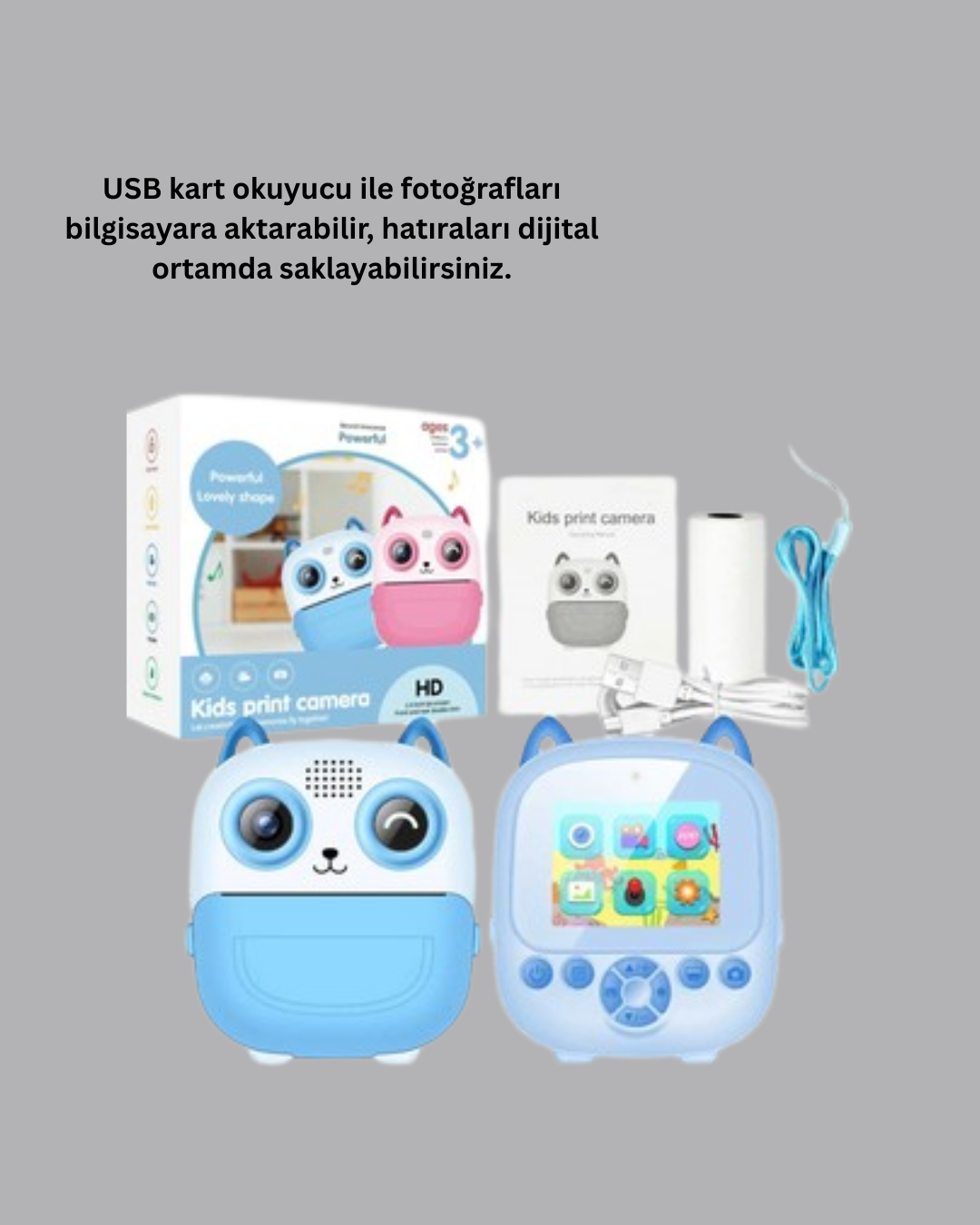 Çocuklar İçin Eğlenceli Dijital Kamera 1300mAh Şarjlı