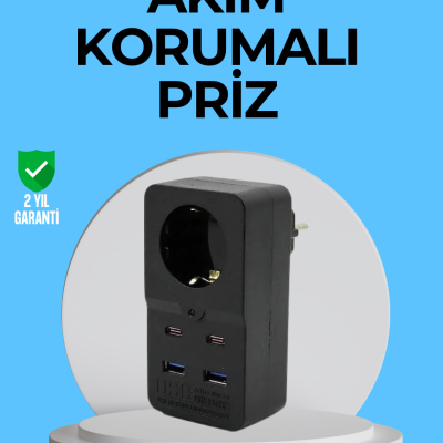 Termal Korumalı Priz Otomatik Çocuk Kilidi 4 USB Type C