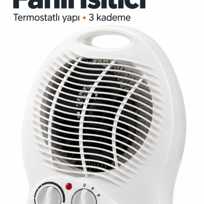Termostat ve Kademe Ayarlı Beyaz Fanlı Isıtıcı