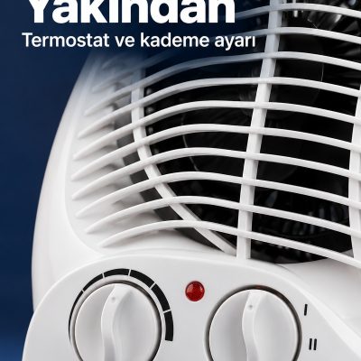 Termostat ve Kademe Ayarlı Beyaz Fanlı Isıtıcı