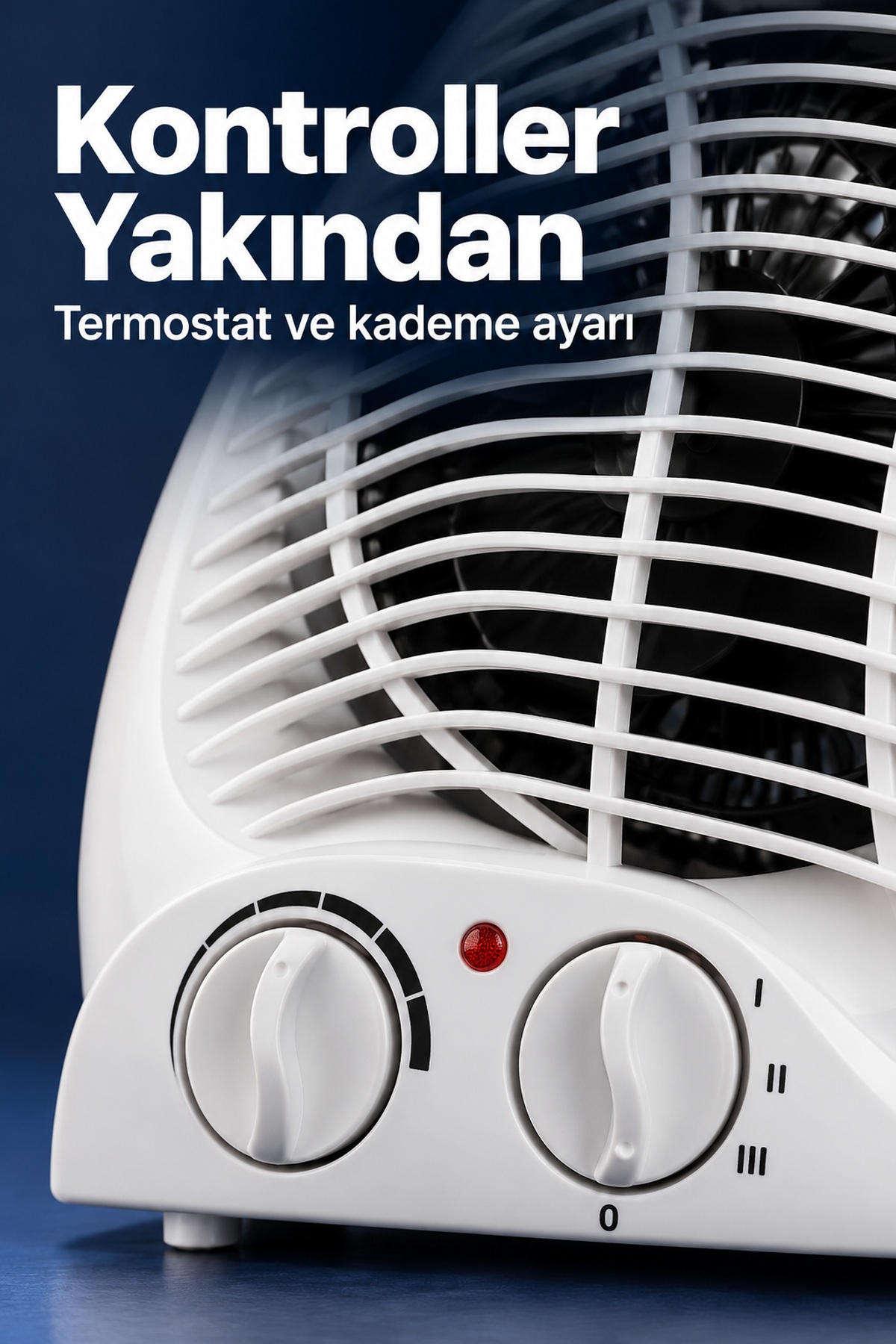 Termostat ve Kademe Ayarlı Beyaz Fanlı Isıtıcı