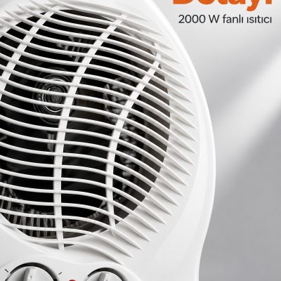 Termostat ve Kademe Ayarlı Beyaz Fanlı Isıtıcı