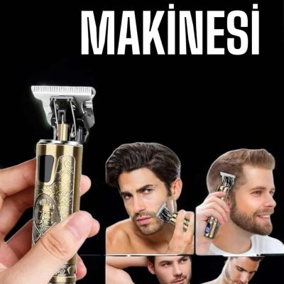Tıraş Makinesi Şarjlı Profesyonel Saç Kesme Makinesi Gold Çizik Tıraş