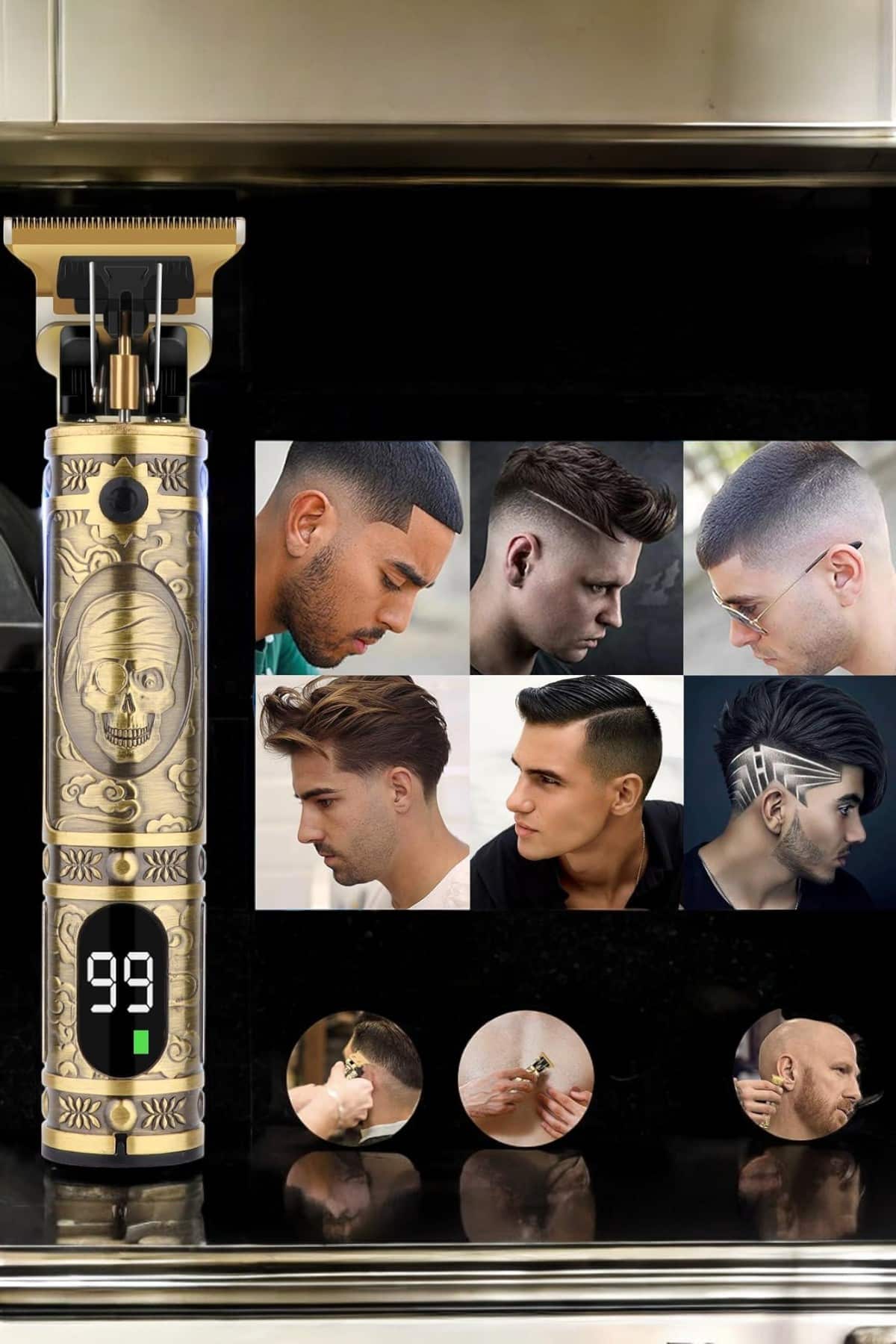Tıraş Makinesi Şarjlı Profesyonel Saç Kesme Makinesi Gold Çizik Tıraş
