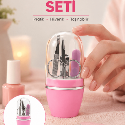 Tırnak Bakım Manikür Pedikür Seti 4 Parça Pembe Minimal ve Dayanıklı Yeni Nesil