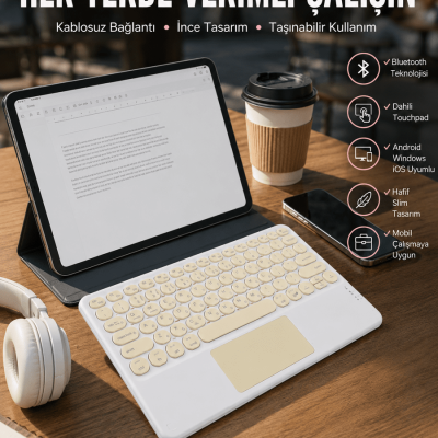 Touchpad Uyumlu Bluetooth Klavye Slim Kablosuz Wifi Q Klavye
