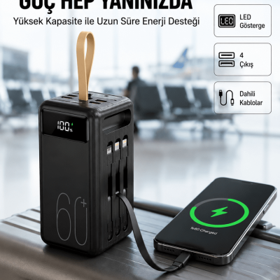 Tüm Cihazlara Uyumlu Çoklu Çıkışlı Powerbank Yeni Nesil