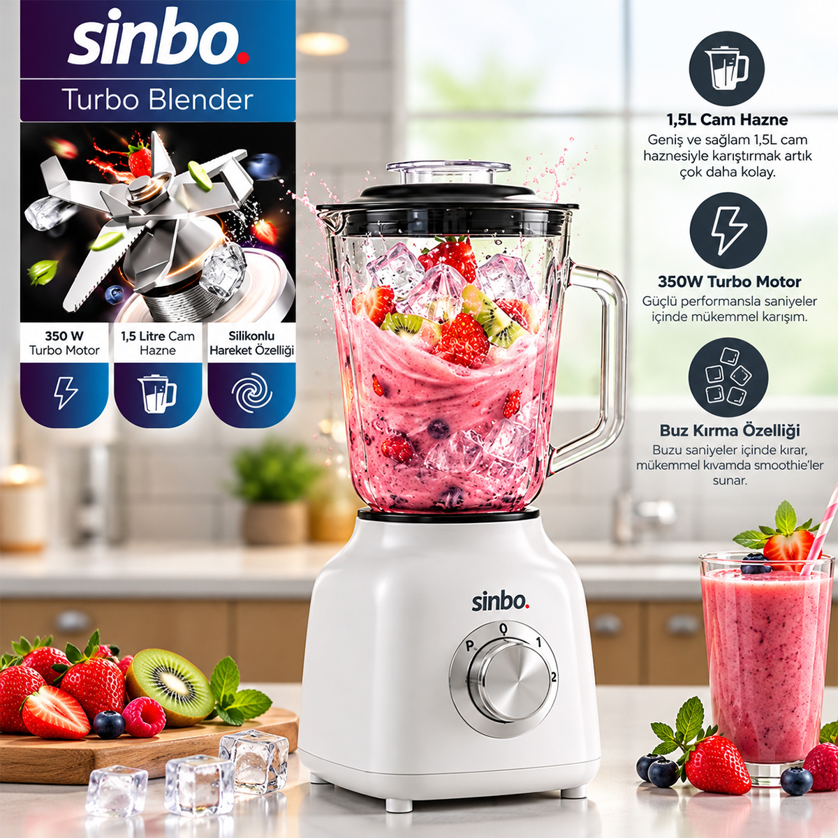 Turbo El Blender Seti (600W) - Doğrayıcı & Mikser & Blender