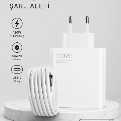 Turbo Hızlı Şarj Destekli 120W USB-C Şarj Seti