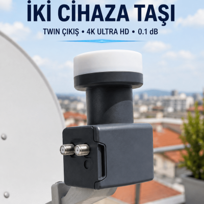 Twin LNB Çift Çıkışlı Uydu Anten LNB 4K Ultra HD Ku Band 0.1 dB