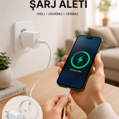 Type-C Hızlı Şarj Özellikli Cihazı USB-C Kablo Dahil