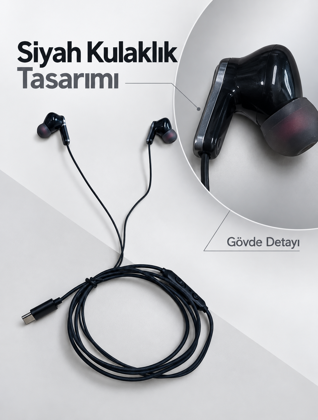 Mikrofonlu ve Kumandalı Kulak İçi Kulaklık Type C Girişli