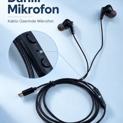 Mikrofonlu ve Kumandalı Kulak İçi Kulaklık Type C Girişli