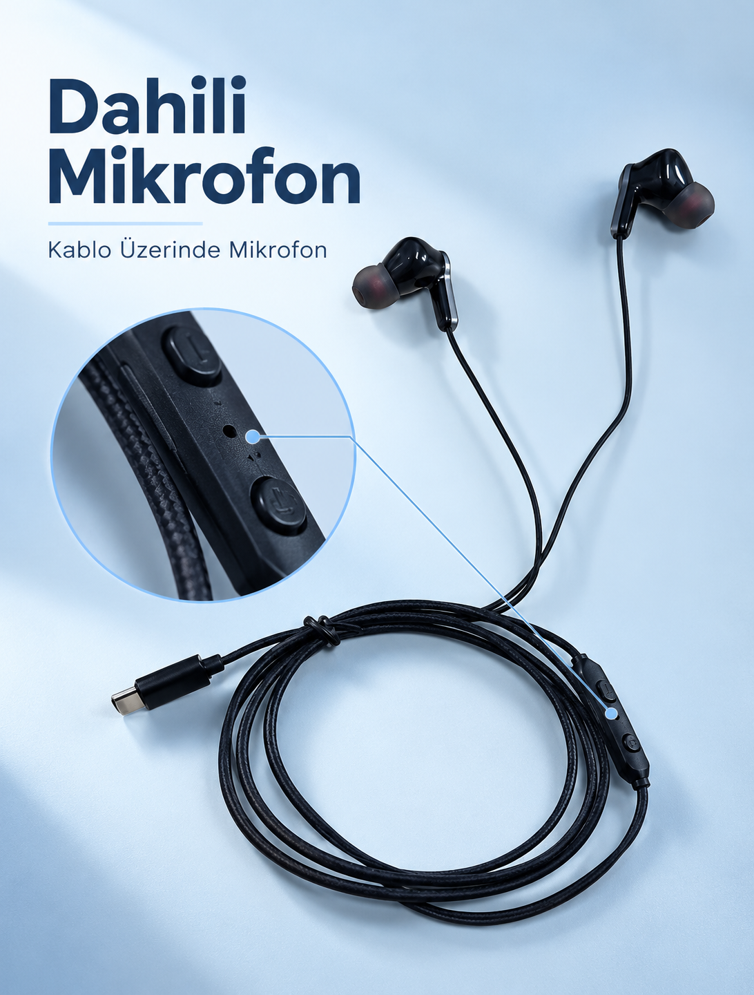 Mikrofonlu ve Kumandalı Kulak İçi Kulaklık Type C Girişli