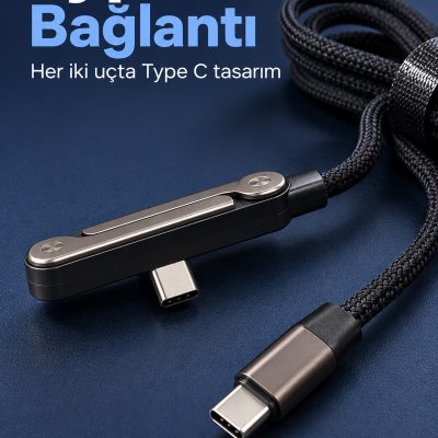 Type C Şarj Kablosu Katlanabilir Telefon Standlı Örgü Tasarım