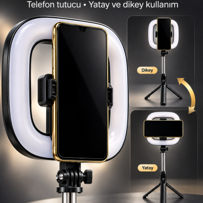 Type C Şarjlı RGB Halka Işık Manyetik Telefon Tutuculu Fotoğraf ve Video Standı