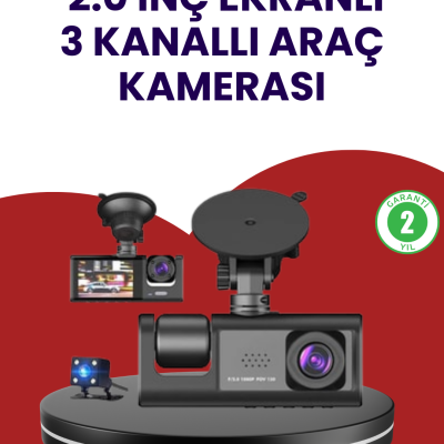 Üç Kameralı Araç Kamerası | Full HD 1080P Ön + HD İç/Arka