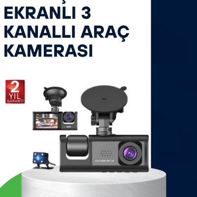 Üç Kameralı Araç Kamerası Full HD Gece Görüş  G-Sensör